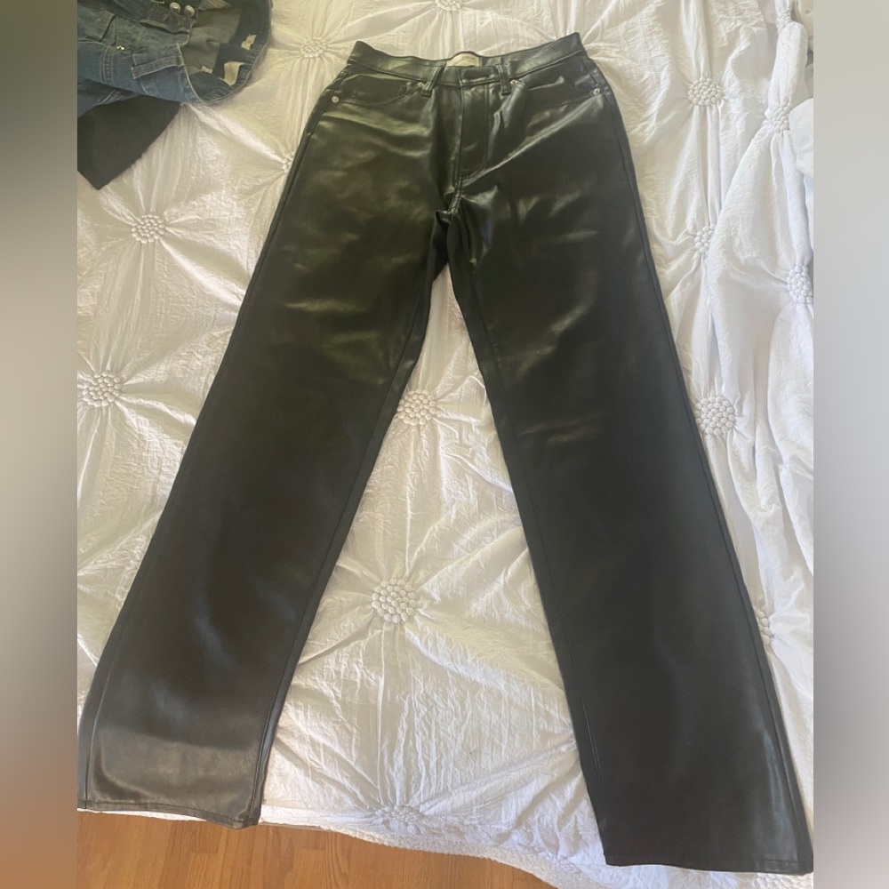 Faux leather High Rise straight leg jeans Size 8